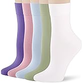 FGZ Women's Crew Socks 5 Pairs Soft Combed Cotton,Breathable Everyday Casual Socks for Women