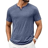 COOFANDY Men's Soft T Shirts Short Sleeve V Neck Casual T-Shirt Button Neck Tee Classic Plain Shirts