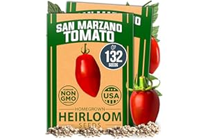 HOME GROWN San Marzano Tomato Seeds – 132 Heirloom, Seeds – High Germination Tomatoes for Indoor & Outdoor Growing – Classic Paste Variety for Gardeners & Home Use