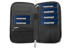 TREJACUR RFID Blocking Family Passport Holder Wallet 6,Premium Leather Travel Document Organizer for Women and Men,Travel Wallet for Credit Card
