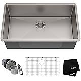 Kraus KHU100-32 Standart PRO 16 Gauge Undermount Single Bowl Stainless Steel Kitchen Sink, 32 Inch