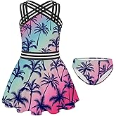 ADUKIDE Girls Tankini Swimsuits Swimdress Criss Cross Straps Two Piece Bathing Suit Size 7-18T