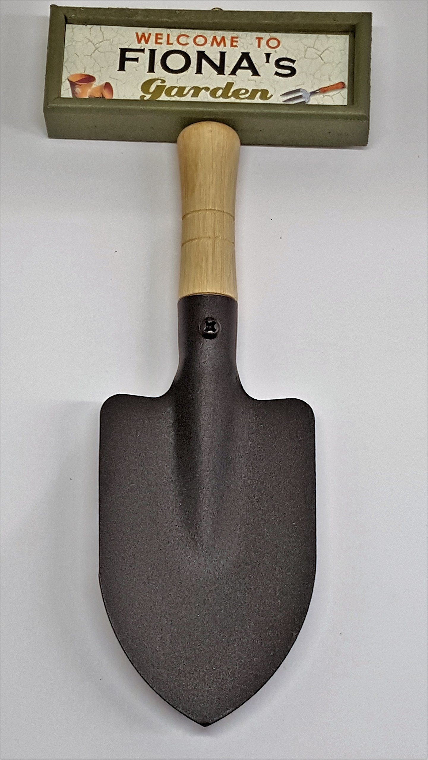tlm wholesale Welcome to Fiona's garden hanging shovel sign