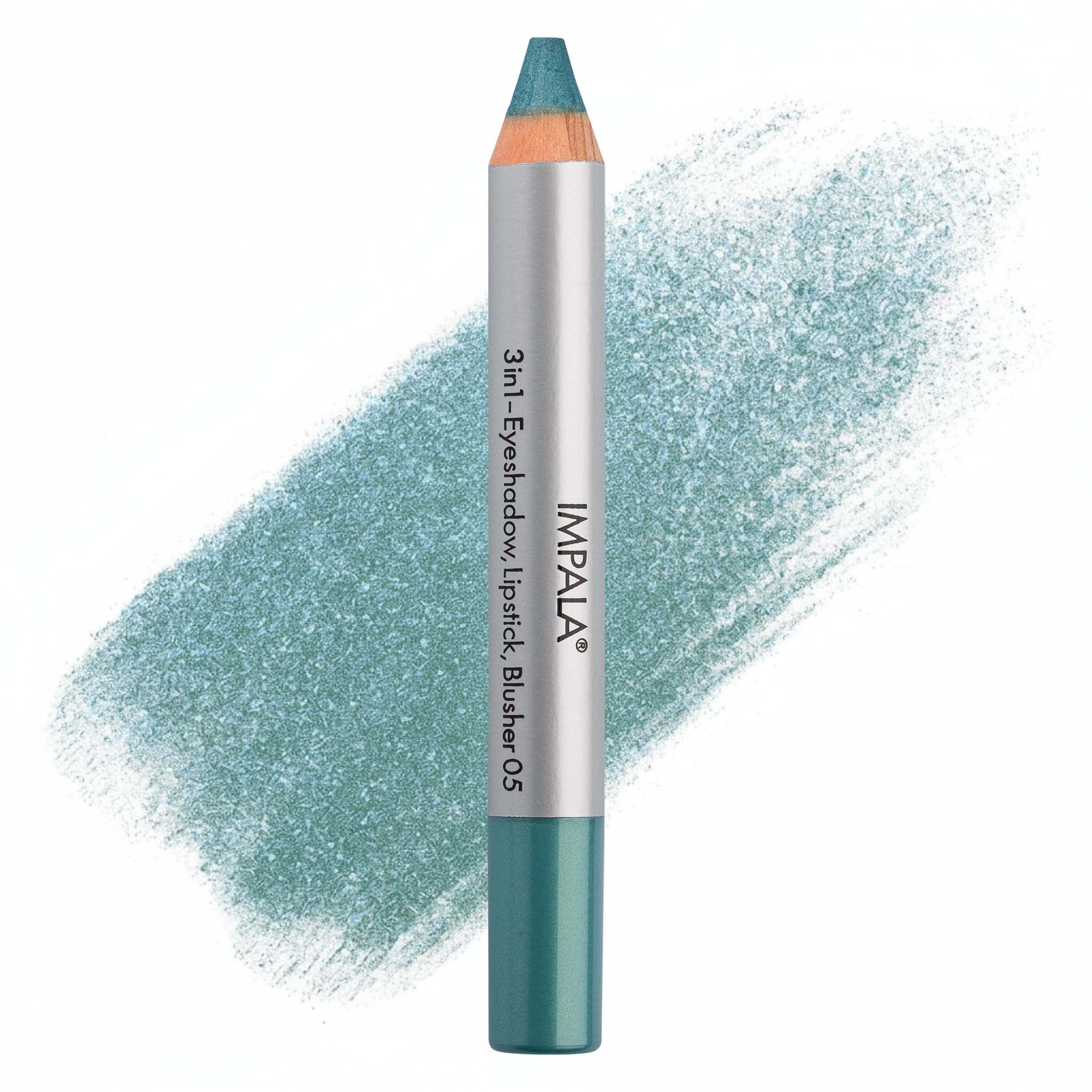 IMPALA | 3-in-1 Jumbo Pencil, Color 05 Metallic Green | Eyeshadow, Lipstick, and Blush | Perfect Blending | Soft and Long-Lasting Texture | Intense Colors | Easy to Apply