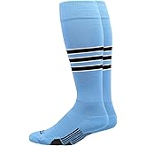 MadSportsStuff Dugout 3-Stripe Softball Socks, Long Over the Calf Team Socks for Girls, Boys, Women & Men