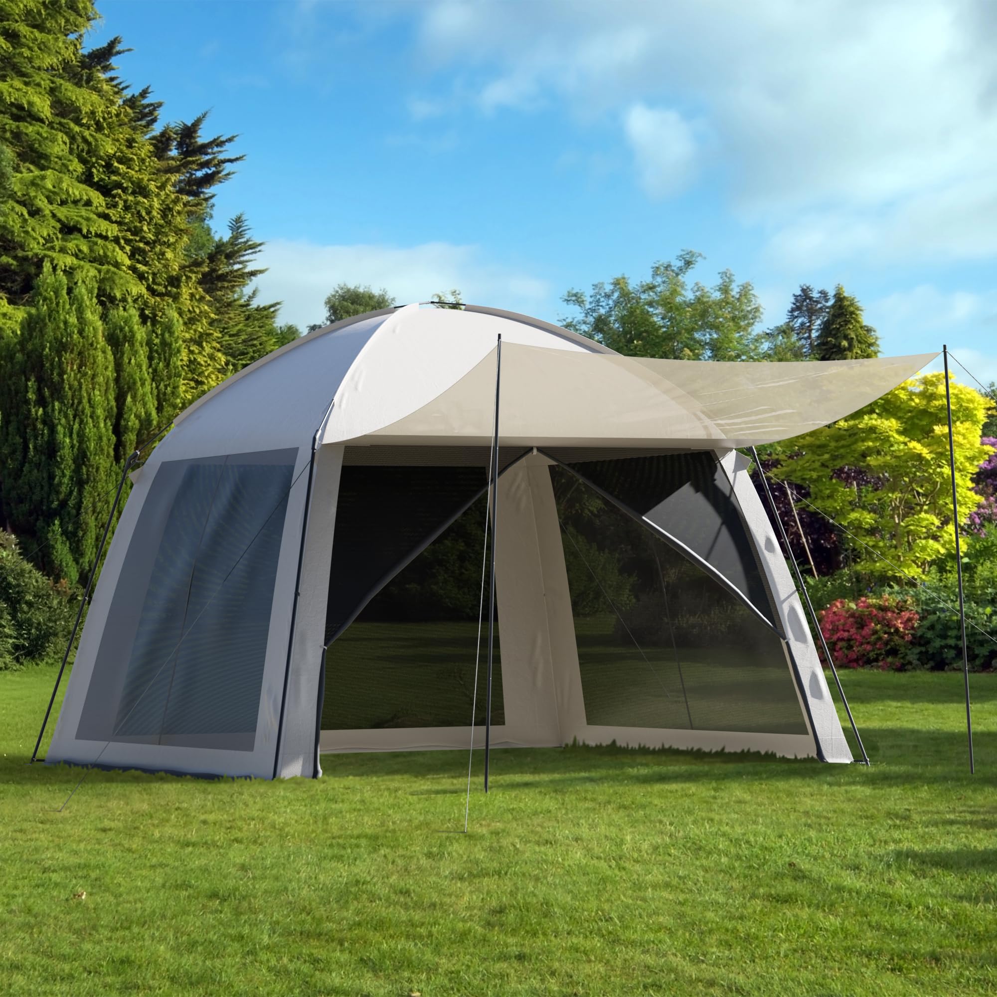Photo 1 of 10x10 Screen Tents for Camping, 6-8 Persons Screen House for Camping, Windproof With 10 Ground Nails & 6 Steel Poles, UV Protected, 360° Ventilated & Bug Free for Peaceful Picnics, BBQ & Camping Night