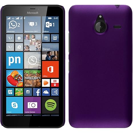 PhoneNatic Case kompatibel mit Microsoft Lumia 640 XL - Hülle lila gummiert Hard-case + 2 Schutzfolien