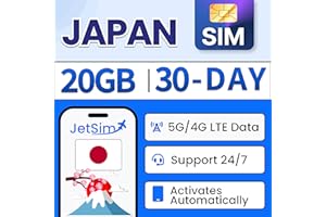 Japan SIM Card (30 Days) – 20GB of 4G/5G High-Speed Data, Instant Activation, Easy to Use, Nano/Micro/Standard Size SIM Card