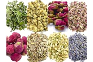 MIUPOO Dried Flowers and Herbs Accessories Decorations 8 Bags Set Dry Flowers Essential Supplies Rose Buds Lavender Chamomile Jasmine Scents for Flower Arrangements Crafts Bath Soap Lip Gloss Making