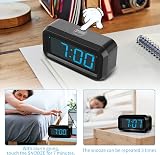 KWANWA Battery Operated Digital Alarm Clock 1.2'' LED 12/24h Brightness Blue view 5