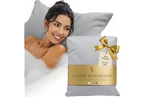 CLAESSONLIVING Luxury Bath Pillow for Tub - Thick and Comfortable Bathtub Pillow Support for Head and Neck and Back - Washable Quick-Drying Bath Pillows - Bath Cushion for Home Spa - Fits Any Bathtub - Light Gray