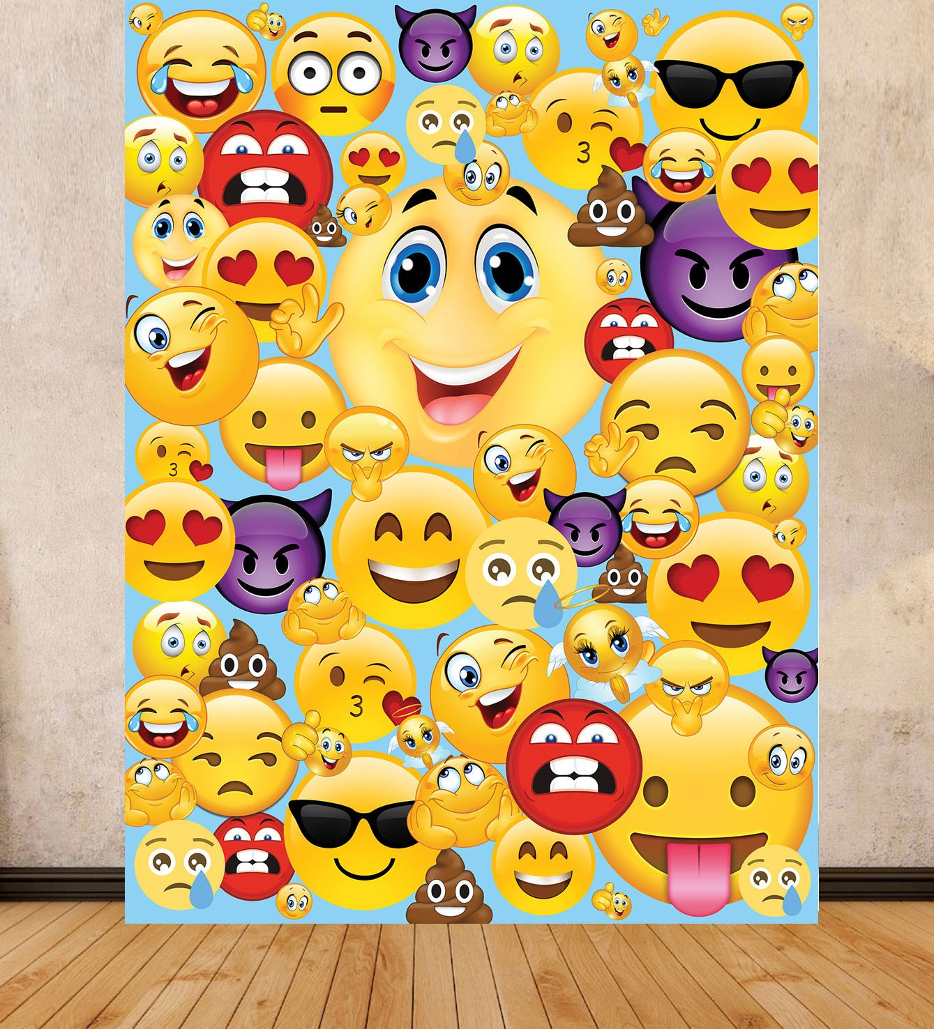Chicbanners PARTY SCENE SETTER EMOJI EMOTI BACKGROUND BACKDROP LARGE PRINT 1.5m x 2m MAKES IMPACT
