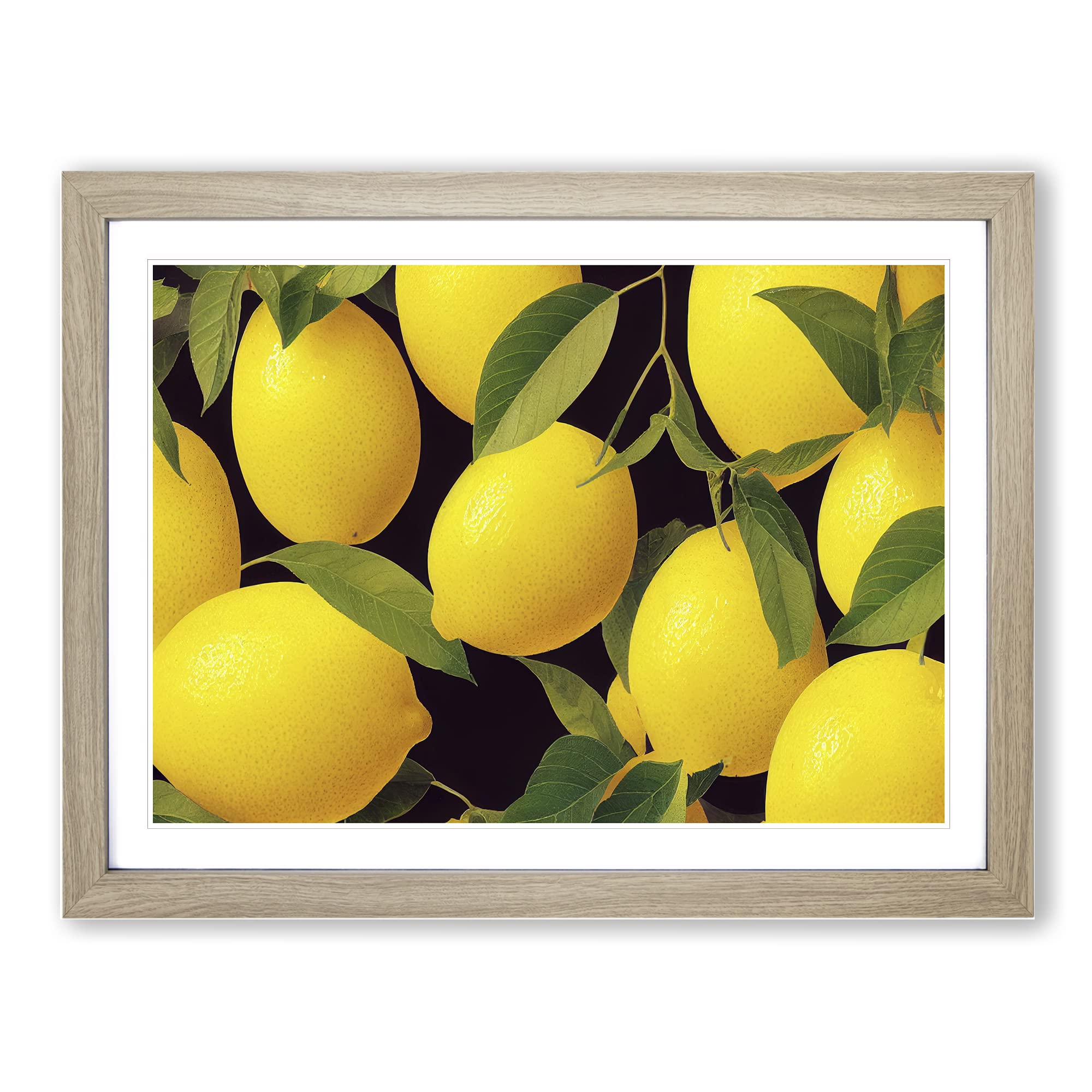 Selection Of Lemon Fruit Vol.3 Framed Print | A4 Oak Framed Wall Art | Ready to Hang | Modern Food Picture | Living Room Bedroom Lounge Office