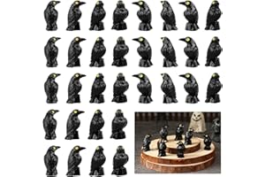 DTOFOOT 100 Pcs Mini Resin Crows,Black Miniature Resin Crows Halloween Raven Figurines for Micro Landscape Spooky Scene Decor