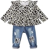 XUANHAO Baby Girl Clothes 12 18 24 Months Outfits For Infant Toddler Denim Girls' Clothing Ruffle Top Ripped Jeans Pant Sets