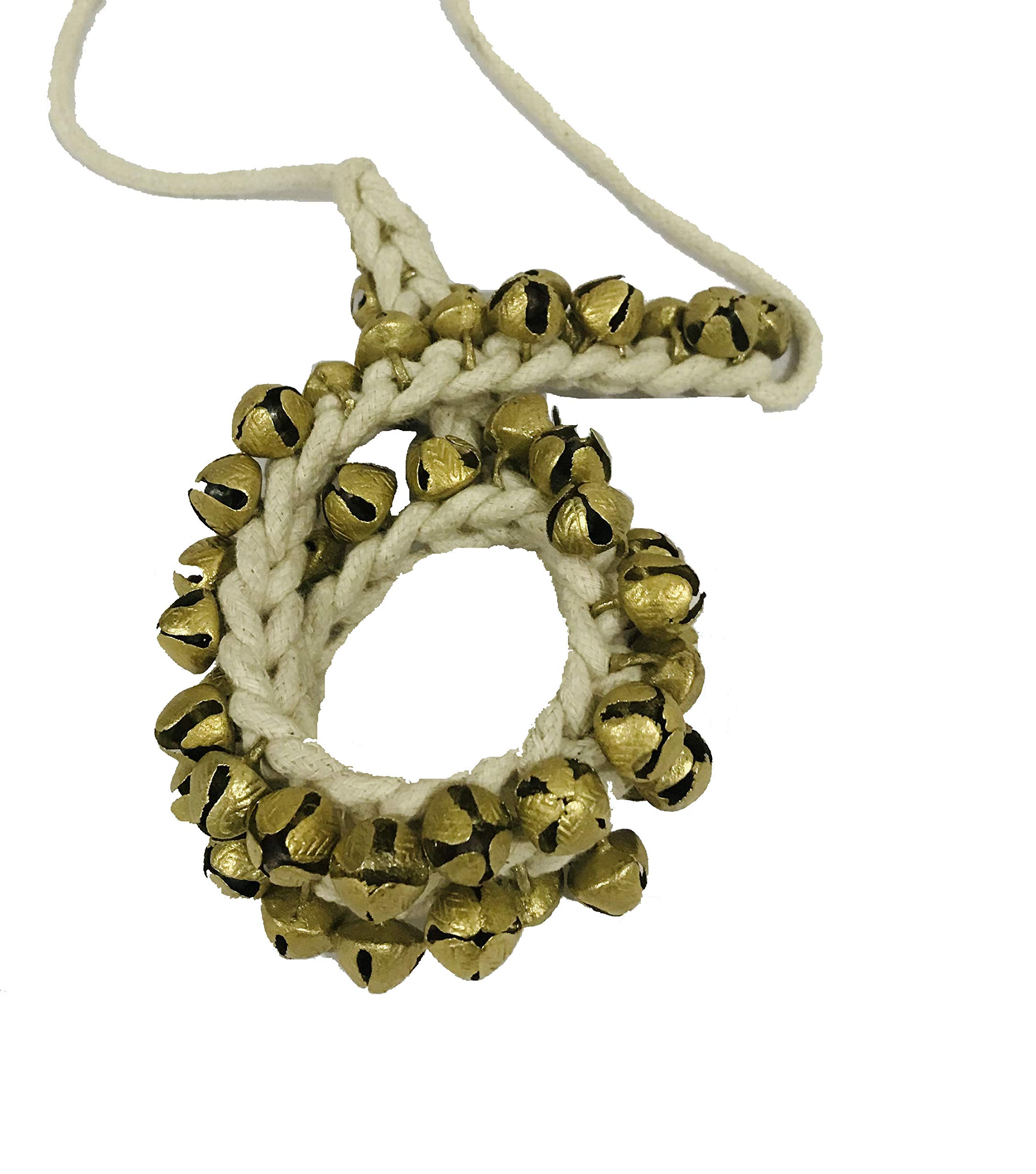 Gavya International White Soft String Ankle Bells (25 + 25) for Kathak Bharatnatyam, 14 Brass Bells Each