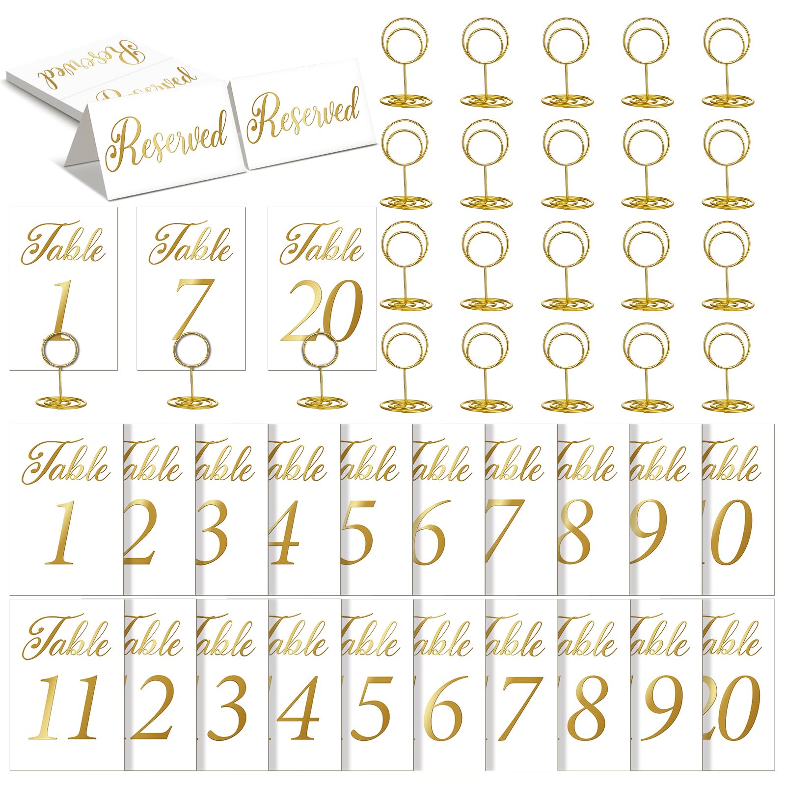 Photo 1 of Ovveroche Gold Wedding Table Numbers 1-20 with Place Cards and Holders for Wedding, Anniversary, Party