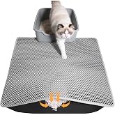 Kozvva Cat Litter Mat 24"x15", Double Layer Waterproof Litterbox Mat, Gray | Non-slip backing, washable for easy cleanup, traps stray litter with waterproof honeycomb large grid that is urine-proof.