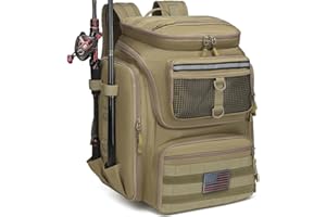 HAMBOLY Fishing Backpack with Rod Holders, 40L Tackle Box Backpack for Fishing Gear, Waterproof Fishing Bag for Men