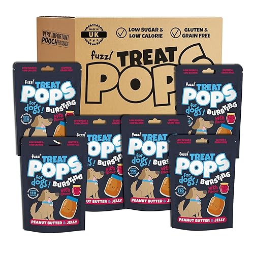 Fuzzl Treat Pops - Peanut Butter & Jelly Natural Dog Treats 6 x 100g - Soft Baked Grain Free Chews Biscuits - Training Treat for Small, Medium and Large Dogs