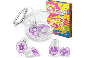 YAWSOY Concert Ear Plugs, 2 Pairs High Fidelity Ear Plugs Noise Reduction with Acoustic Filter – NRR of 22 and 24dB Silicone Ear Plugs for Festival, Nightclub, DJs, Musicians, Noisy Workplace(Purple)