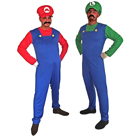 Neue erwachsene Männer Super Mario Luigi Bros Klempner-Brüder Abendkleid-Ausstattungs-Kostüm