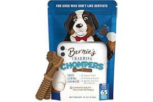 Bernie's Charming Chompers - Daily Dental Chews for Dogs 5-15 Lbs. - 65 Count - Cleans Teeth, Freshens Breath, + Boosts Oral-