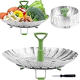 Consevisen Vegetable Steamer Basket for Cooking Food, Stainless Steel Veggie Steam Basket for Pot, Folding Expandable Steamin