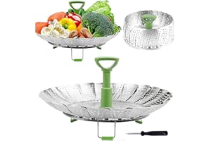 Consevisen Vegetable Steamer Basket for Cooking Food, Stainless Steel Veggie Steam Basket for Pot, Folding Expandable Steamin