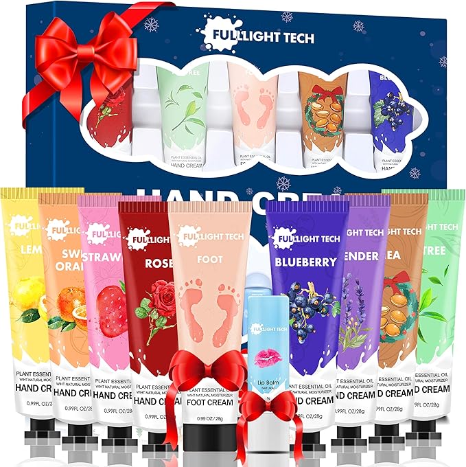 Hand Cream Gift Set,w/Foot Cream & Lip Balm,10 Packs Christmas Hand