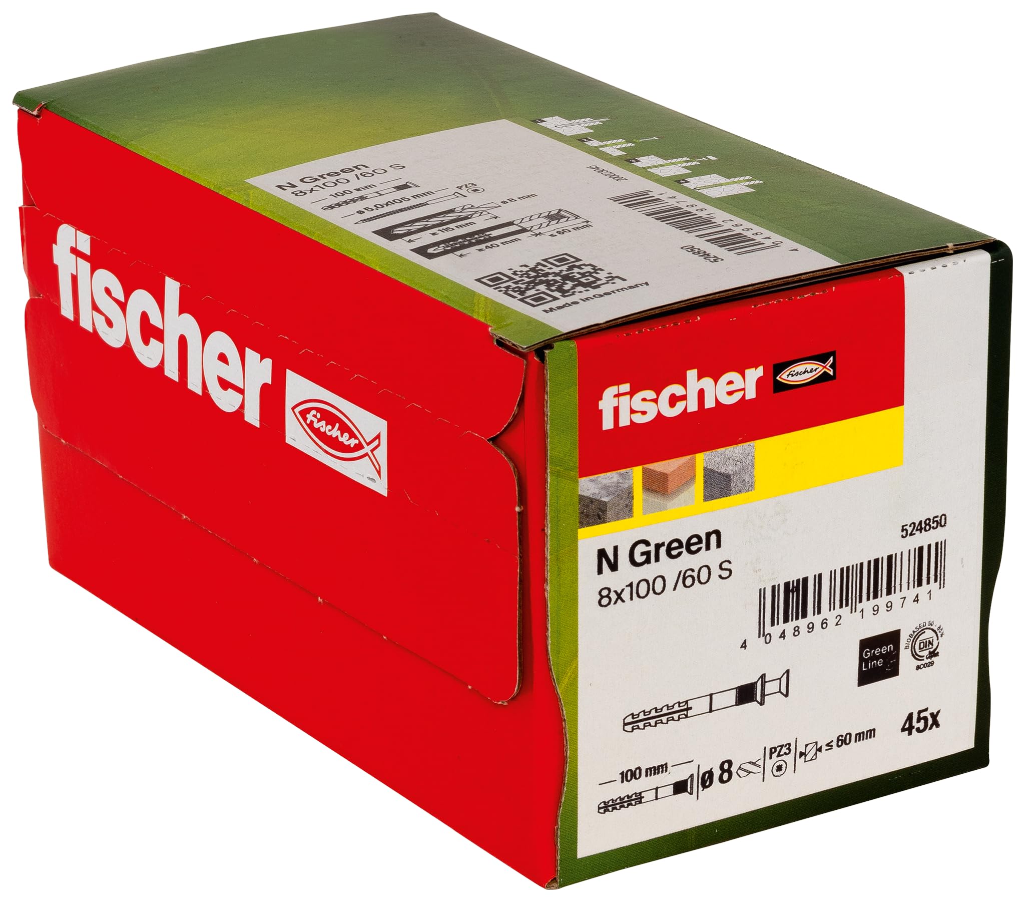 fischer Hammerfix N Green 8 x 100/60 S - Countersunk, 45 Pieces, 524850