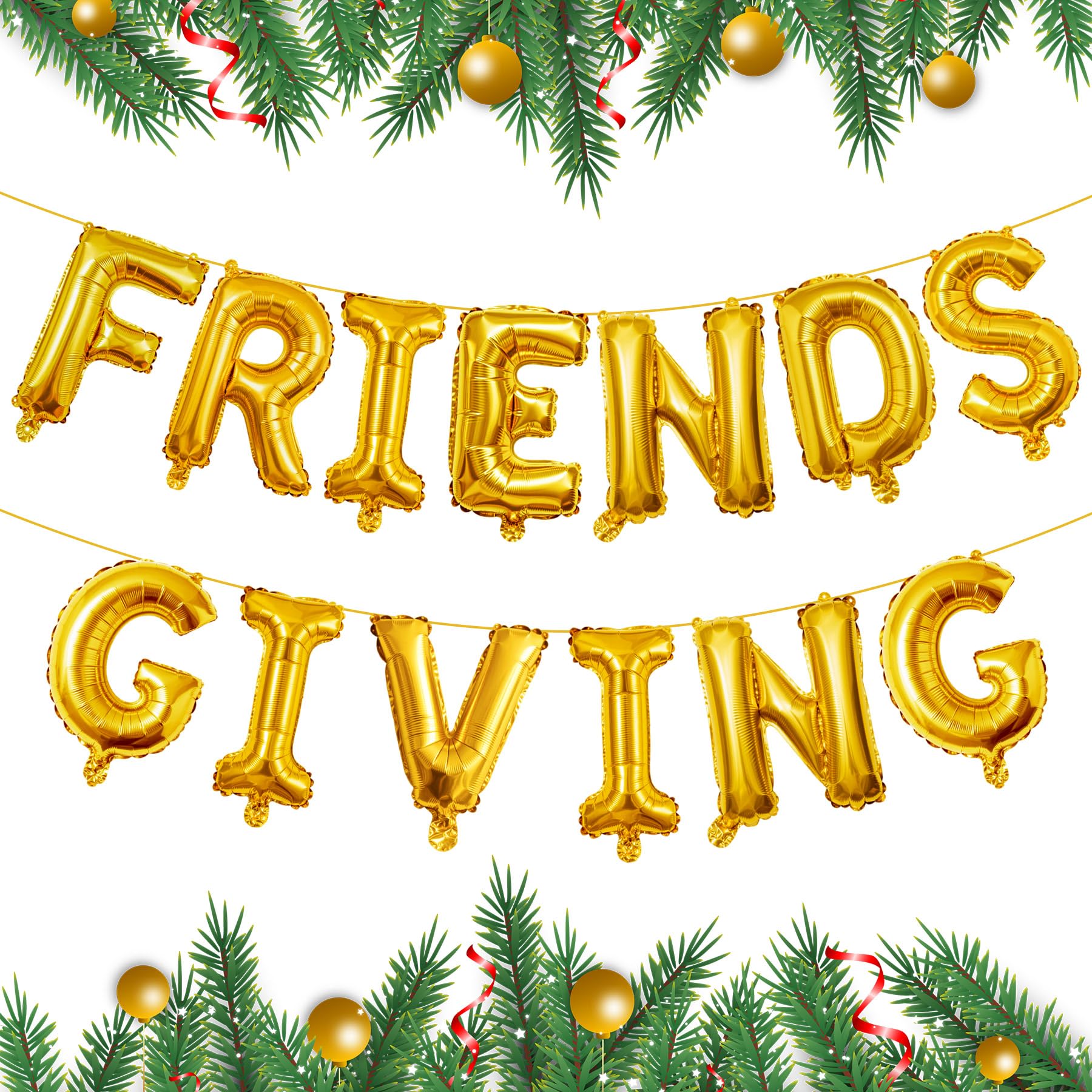 Photo 1 of 16 Inches Friendsgiving Foil Balloons Gold Foil Letter Balloon Fall Theme Party Thanksgiving Friends Party Outdoor Indoor Decor