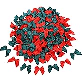 WHQXFDZ 160 Pieces Mini Red Craft Satin Ribbon Bows Christmas Bows for Wedding Birthday Christmas Tree Crafts Home Decoration DIY Making(Red and Green)