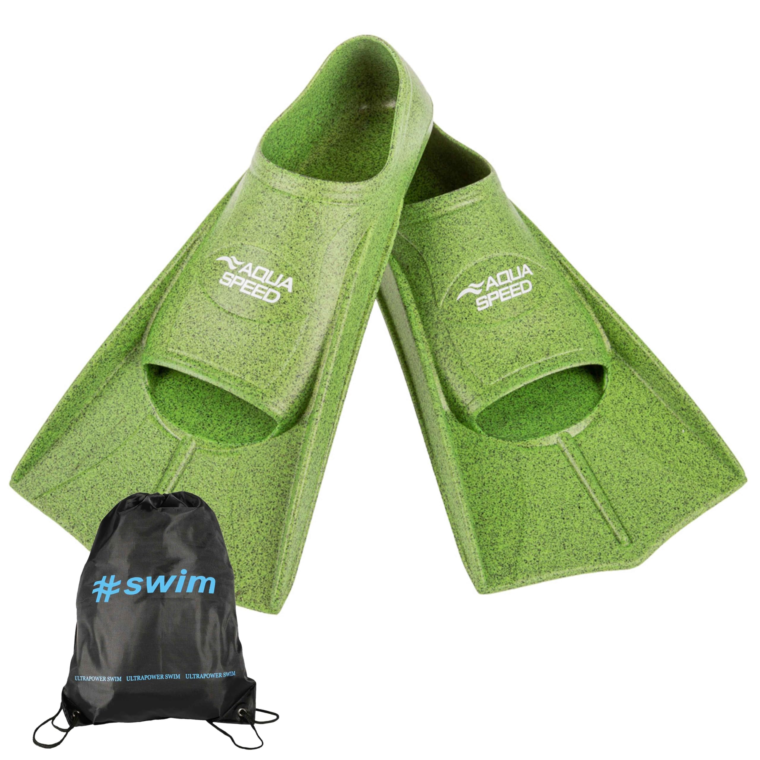 Aqua Speed Reco Set High-Tech Short Swimming Fins for Adults and Children + Ultrapower #Swim Bag Backpack Men Women Training Fins Colour: Lime Lagoon / 12, Sizes: 33/34