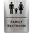 Family Bathroom Sign by GDS - ADA Compliant, Wheelchair Accessible, Raised Icons, & Grade 2 Braille - Includes Adhesive Strip