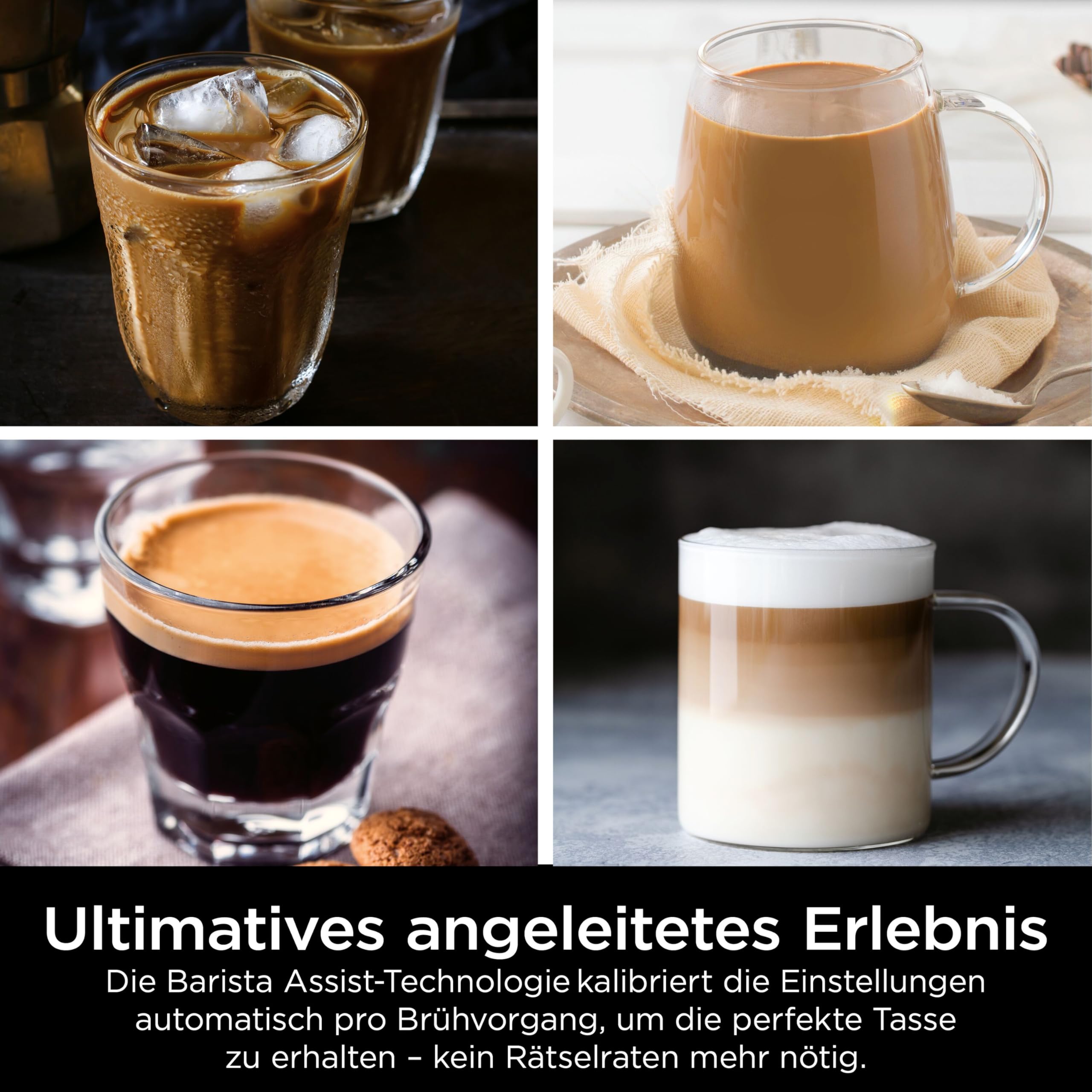 Ninja Luxe Pro 3-in-1-Kaffeemaschine mit Mahlwerk und Aufschäumer für Latte, Cappuccino, Cold Brew & Espresso, einfache Handhabung, 5 Voreinstellungen zum Aufschäumen, Silber, ES701EU 3