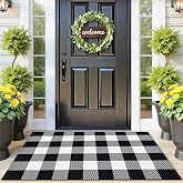 SofterCharm Outdoor Rugs, Black and White Area Rug Checkered 2’4’’x3’7’’ | Soft Machine Washable Rug, Cotton Woven Fabric, Welcome Mat for Home Decor, Bedroom, Doormat,Entryway, Halloween, Christmas