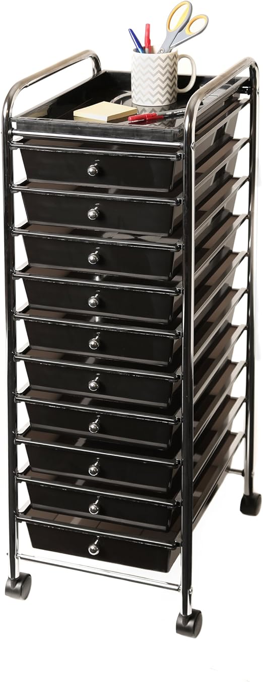 Amazon Com Seville Classics 10 Drawer Organizer Cart Black Home