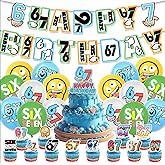 6 7 Birthday Decorations, 6 7 Meme Six Seven Themed party supplies Set Includes Banner, Cake Topper, Cupcake Toppers, Ballons