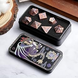 DNDND Metal Dice, 7 PCS Heavy Solid Metallic Flower