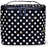 Kate Spade New York Insulated Soft Cooler Lunch Tote with Double Zipper Close and Carrying Handle, Polka Dots (Black/White)