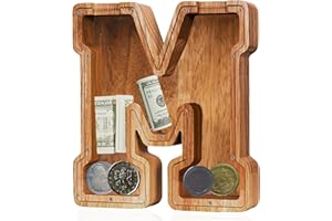 FAO THUOFYR Personalized Large Wooden Kids Letter Piggy Bank - Piggy Bank for Boys-Piggy Bank Girls,Piggy Bank,Piggy Bank for Kids Coin Bank Birthday Gift for Kids,Piggy Banks for Kids Adults Alphabet