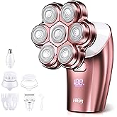 Electric Razors for Women Legs: 5-in-1 Rechargeable Body Shaver, 7D Wet & Dry Body Trimmer, IPX7 Waterproof Lady Hair Remover for Face Underarms Pubic, Matte Pink