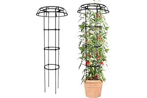 Quibbay Garden Trellis for Climbing Plants Outdoor, 53 Inch Mushroom Top Trellis for Climbing Plants, Metal Plant Flower Trellises for Vine Grape Vegetable Cucumber Tomato Trellis, 1 Pack