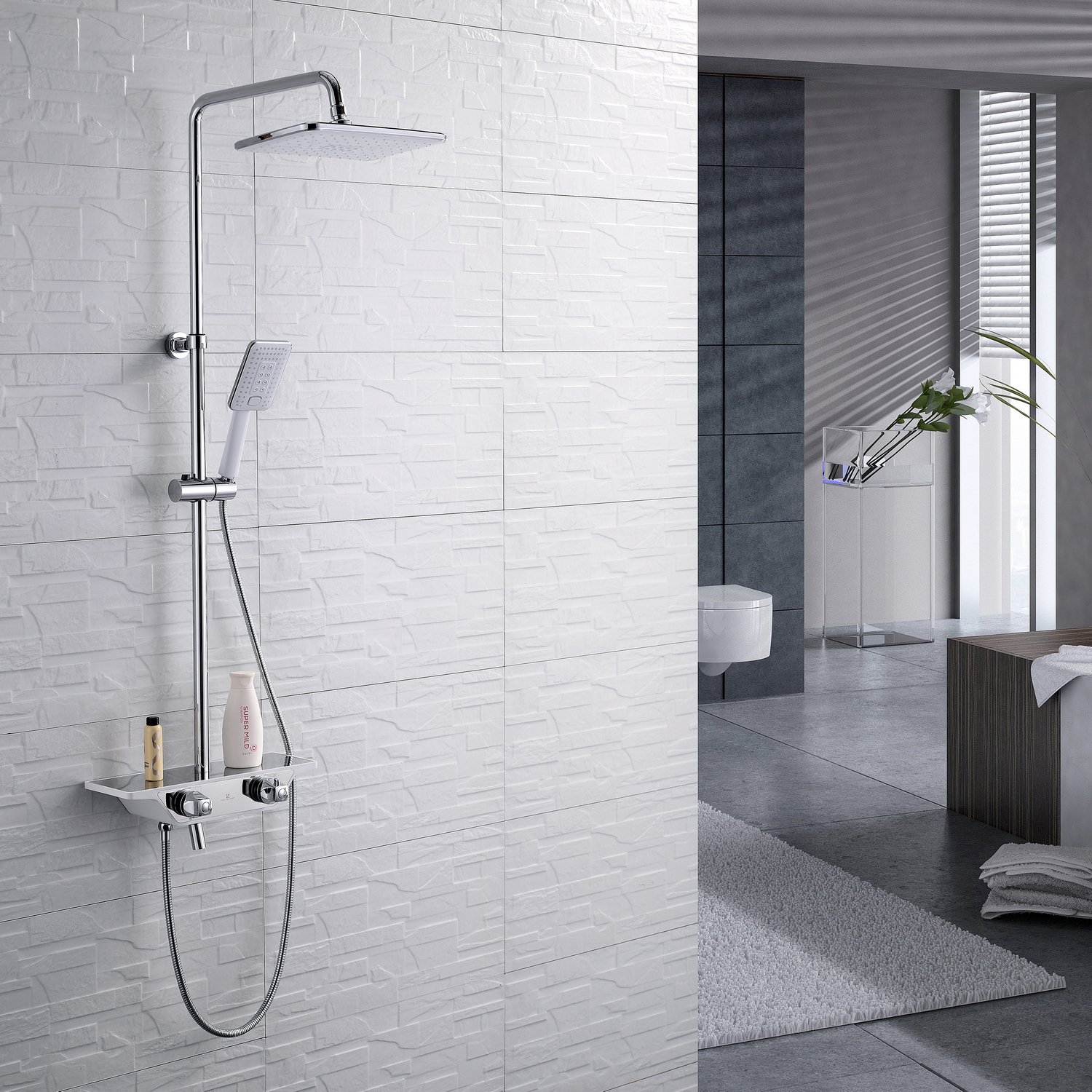 Homelody C Termostático Columna de ducha Conjunto de Ducha con Barra Ducha