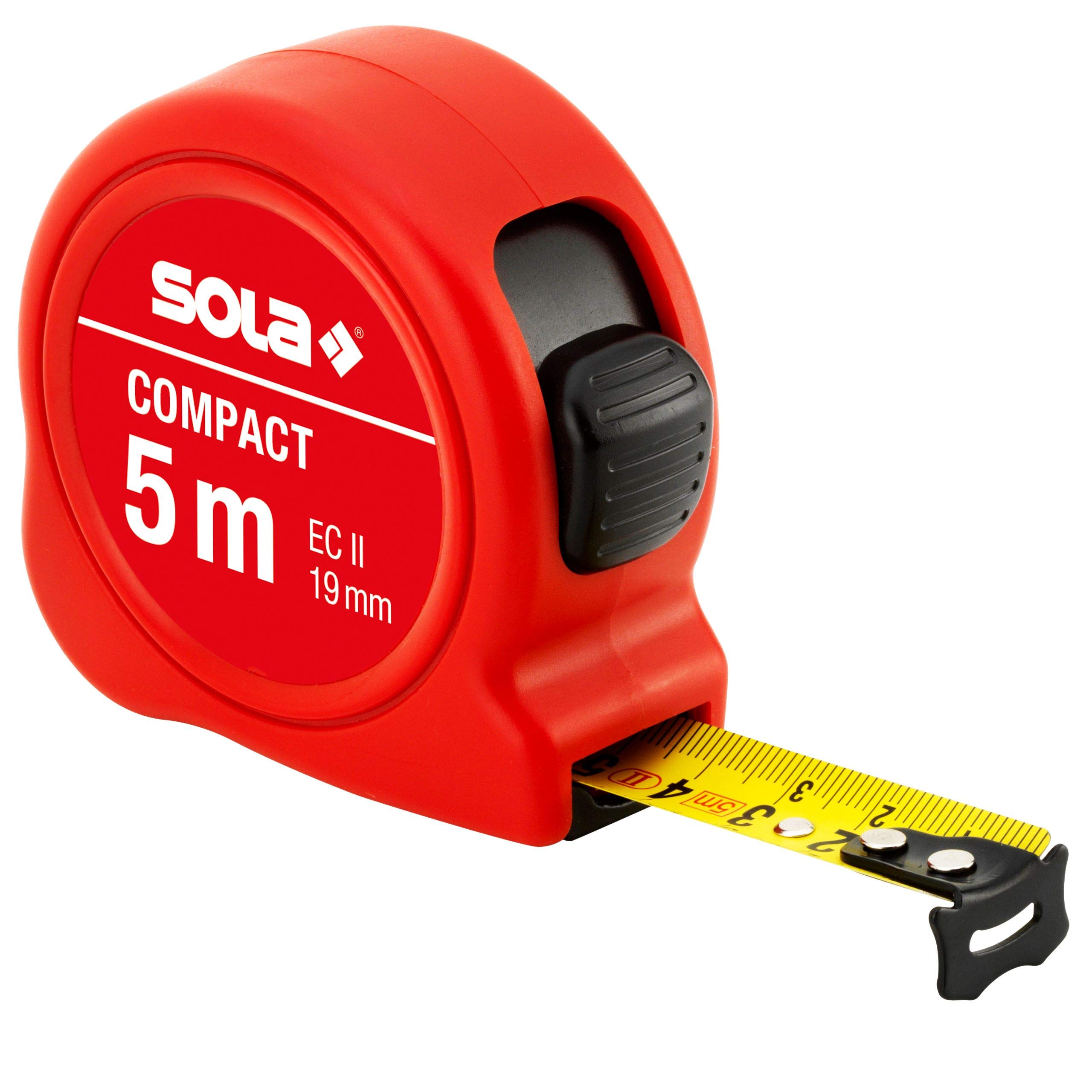 Sola 50500501 "Compact CO 5" Tape Measure, Red, 5 m