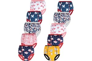 MOEMOE BABY Potty Training Underwear 10 Packs Absorbent Potty Training Pants 100% Cotton Pee Pants for Girls 2-6 Years Red