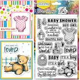 CHGCRAFT Newborn Greetings Clear Stamps Baby Text Blessings Silicone Stamp Seal for DIY Scrapbooking and Card Making Paper Craft Decor 6.3 &times; 4.3 Inch