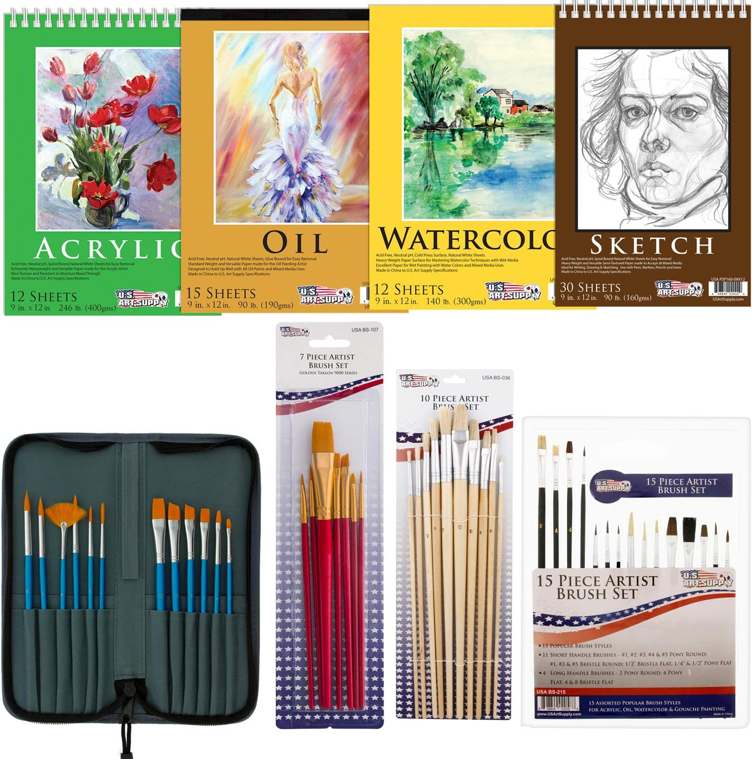 US Art Supply 133pc Deluxe Artist Painting Set with Aluminum and Wood Easels, Paint and Accessories : Office Products