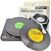 6PC Vinyl Record Coasters - Unique Music Themed Drink Pads, Funny Housewarming Gifts for Men & Women, Absorbent Bar & Table Protectors, Retro Decor for Office & Home